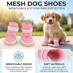 Mesh Dog Shoes Breathable Lightweight Wearproof Slip Resistant Cute Fashion Puppy Boots for Summer, Soft Mesh Rubber Sole for Hot Pavement Protection Indoor Floor