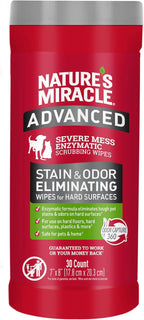 Nature's Miracle Advanced Pet Stain & Odor Eliminating Wipes, 30 Count | Enzymatic Cleaner Eliminates Tough Pet Messes, Quick Clean-Up For Hard Surfaces, Safe For Pets and Home*, Fresh Scent