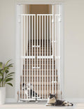 Extra Tall Cat Gate for Doorway: 74.8"-90.5" Tall Cat Gates for Pet 30.3"-38.2" Wide Pressure Mount No Wall Drilling for Indoor Stairs Doorway Room Door Dog Safety Barrier No Toddler