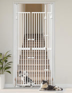 Extra Tall Cat Gate for Doorway: 74.8"-90.5" Tall Cat Gates for Pet 30.3"-38.2" Wide Pressure Mount No Wall Drilling for Indoor Stairs Doorway Room Door Dog Safety Barrier No Toddler