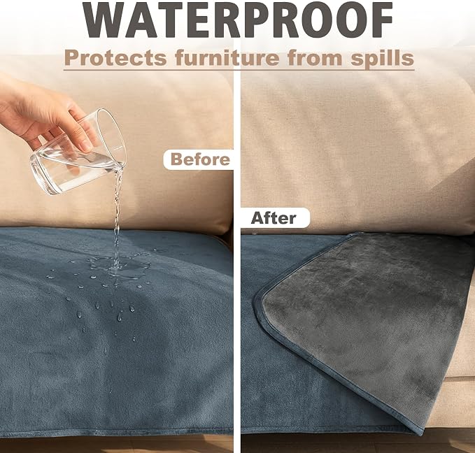 Ameritex Pet Bed Blanket Reversible 100% Waterproof Velvet Super Soft for Sofa and Bed