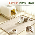 Songrey Silicone Cat Litter Mat 24" x 16", Large Litter Trapping Mat, Beige | Waterproof, Urine-Proof Litter Box Mat for Floor, Soft on Kitty Paws, Easy To Clean, Cat Supplies, Pet Feeding Mat
