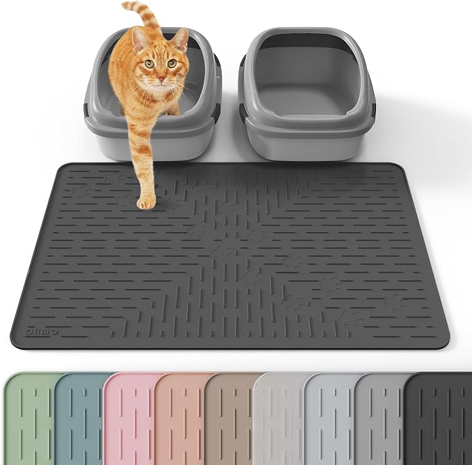 Large Cat Litter Mat, 31.5x23.6 Black, Premium Silicone Rubber, Waterproof & BPA-Free, Traps Litter, Easy to Clean, Keeps Floors Tidy