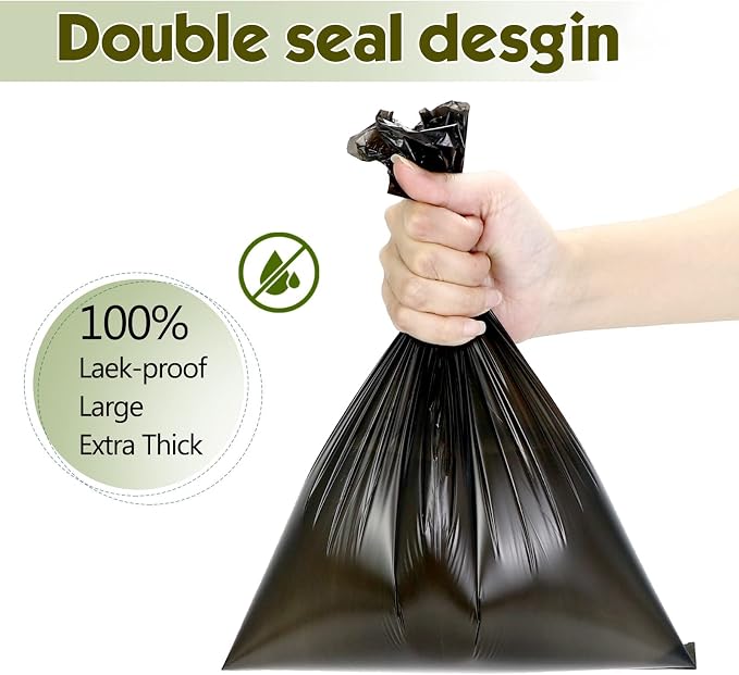 Dog Poop Bags Rolls: Large Leak Proof Hands Stay Clean Easy Tear 1140Count | Poop Bags for Dogs – Extra Thick Odor Control 13 x 9 in Dog Waste Bags Dispenser Daily Dog Walkers Outdoor Cleanup (Black)