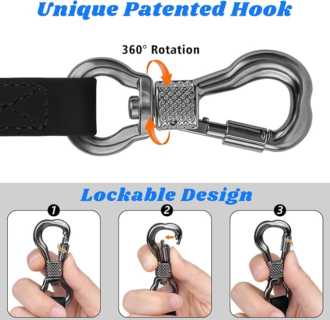 XiaZ Long Leash Waterproof, Training Lead Long Line for Large Medium Small Dogs Outside Walking, Playing, Camping, or Yard (20FT, Black)