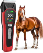 Horse Clippers Low Noise Rechargeble Horse Trimmer Kit | Pet Shaver for Heavy Thick Coats Grooming, 2-Speed Cordless Shears for Sheep, Cats and Dogs