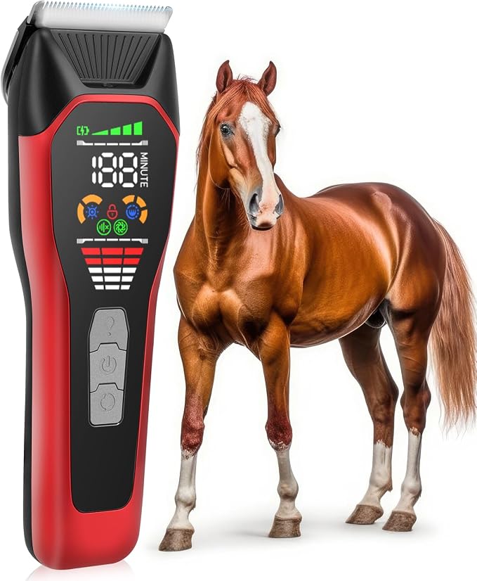 Horse Clippers Low Noise Rechargeble Horse Trimmer Kit | Pet Shaver for Heavy Thick Coats Grooming, 2-Speed Cordless Shears for Sheep, Cats and Dogs