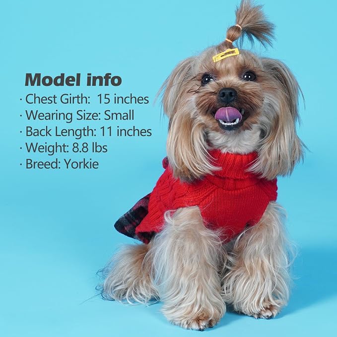 KYEESE Dog Sweater Dress Turtleneck Thick Knit Pullover for Cold Weather | Stretchy Fit, Lightweight & Warm, Cozy Knit Comfort, Cute Bow Accent, Gentle on Sensitive Skin, Comfortable Daily Wear