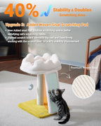 Happi N Pets Cat Tree, Cloud Cat Tower with Soft Bed, Cat Scratching Post & Pad with Larger Perch for Window Viewing, Small Cat Tree with Cute Toys, Bonus Catnip