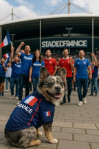 Parisian Pet Team France Dog Jersey - Breathable Mesh Puppy Football Jersey - Lightweight Stretch Sporty Dog Clothes - Summer Shirts for Small Dogs - Soccer Jersey for Dogs - Sportswear Pet Clothes