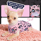 FUAMEY Dog Recovery Suit, Soft Surgical Suit for Dogs Onesie for Surgery | Cone Alternative after Surgery, Abdominal Wound Protector, Anti Lick Suit, Dog Onesie for Surgery Female Male Pink Leopard S
