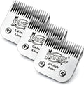 Size 5FC Detachable Pet Grooming Clipper Blade with Ceramic Cutter, 6.3mm 1/4 Inch Cut Length, Silver, Compatible with Andis, Oster A5, Wahl KM10, 3 Pack