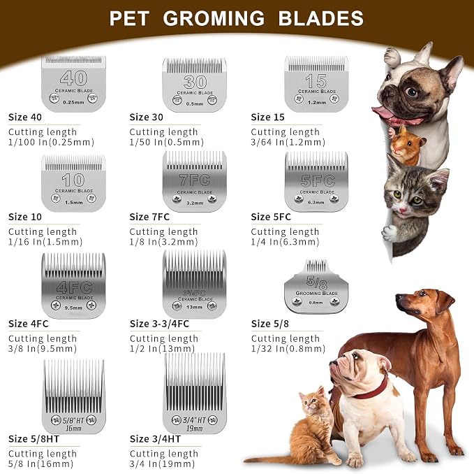 3/4HT Detachable Dog Grooming Stainless Steel Blades for Andis/Oster A5 | Compatible with wahl km10 dog clipper ,Cut Length 3/4"(19mm)