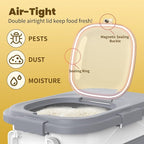 HOYTAMDA 25-35Lbs Collapsible Rice Container,Food Storage Containers Wheels | Rice Storage Container with Airtight Clear Lid,Handle,Small Bin &Scoop,Rice Dispenser for Flour Sugar Cereal Dog Cat Food
