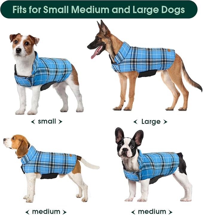 Kuoser Warm Dog Coat, Waterproof Dog Jacket for Extra Large Dogs, Blue 3XL | Adjustable Durable XXXL Doggie Winter Coat Reversible Puppy Cold Weather Apparel for Large Breed