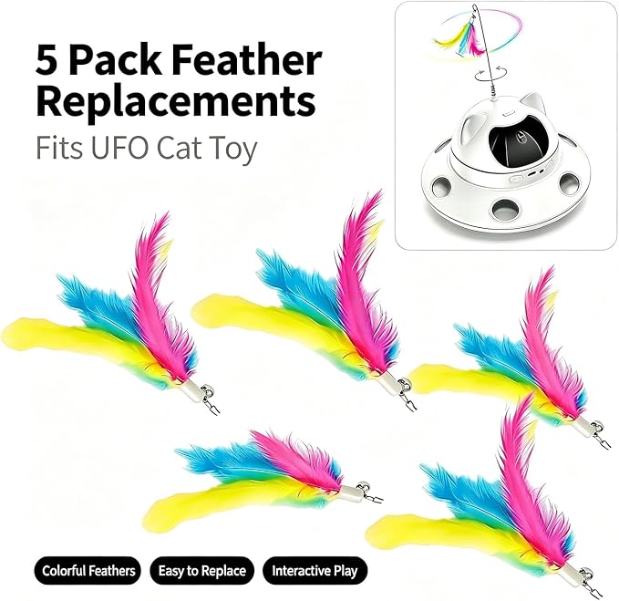 3-in-1 Auto Laser Cat Toy, USB Recharge Motion Activated Kitten Feather Chase Toy - Antenna-Style Feather Replacement Parts