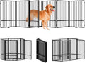 SNUOWU Full Metal Freestanding Dog Gate with Door, 36''Height Foldable Pet Dog Fence for Indoor & Outdoor, 6 Panels Extra Wide Free Standing TallDog Gates for Doorways,House,Stairs,Porch,Deck,Yard