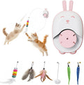 Interactive Cat Toy for Indoor Cats, Automatic Hanging Cat Toy with 5 Refill Teasers, USB-C Rechargeable Self Play Cat Toy, Door Kitten Toy for Exercise, Boredom Relief and Cat Enrichment (White)