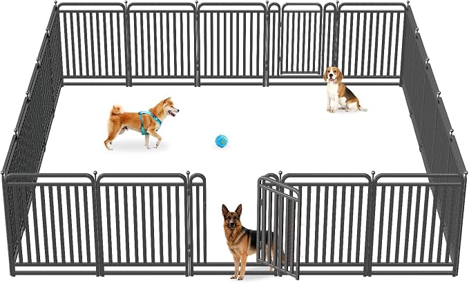 40 Inch Dog Playpen Outdoor, 20 Panels Puppy Playpen Heavy Duty Dog Play Pen Indoors, Rust Resistant Dog Pen for Large/Medium/Small Dogs, Dog Fence for RV Camping
