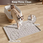 Garoopion Silicone Cat Litter Mat 24×16 inch, Easy to Clean, Gray | Waterproof Silicone Mat with Raised Edges, Catch Litter, Protect Floor from Urine, Multi-Use for Dog/Sink/Kitchen/Boots