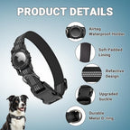 AirTag Dog Collar, IP68 Waterproof Integrated Air Tag Dog Collars with Reflective, Ultra-Durable, Comfortable Padded, Heavy Duty Dog Collars for Small Medium Large Dogs, S (10.6"-13.6"), Black