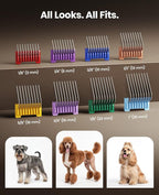 oneisall Professional Dog Clippers for Grooming Thick Hair, 9000RPM 5 Speed | 5 in 1 DLC Blade, 280min Cordless, Low Noise Dog Grooming Kit with 8 Metal Combs Carring Case for Dogs Cats Pet