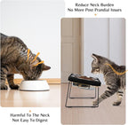 Elevated Cat Food Bowl for Indoor Cat, Black Raised Water Bowl Set for Pet | Whisker Friendly, Anti Vomit, Feeding Station for Puppy, Stainless Steel, Pet Dish, Easy Assembly, Bamboo, Dishwashers Safe