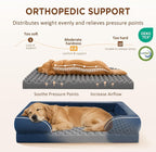 Comfort Expression Orthopedic Dog Bed for Extra Large Dogs with Bolster | Waterproof Dog Couch Bed with Washable Cover & Non-Slip Bottom, Supportive Egg Crate Foam Big Dog Bed, 53x42Inch