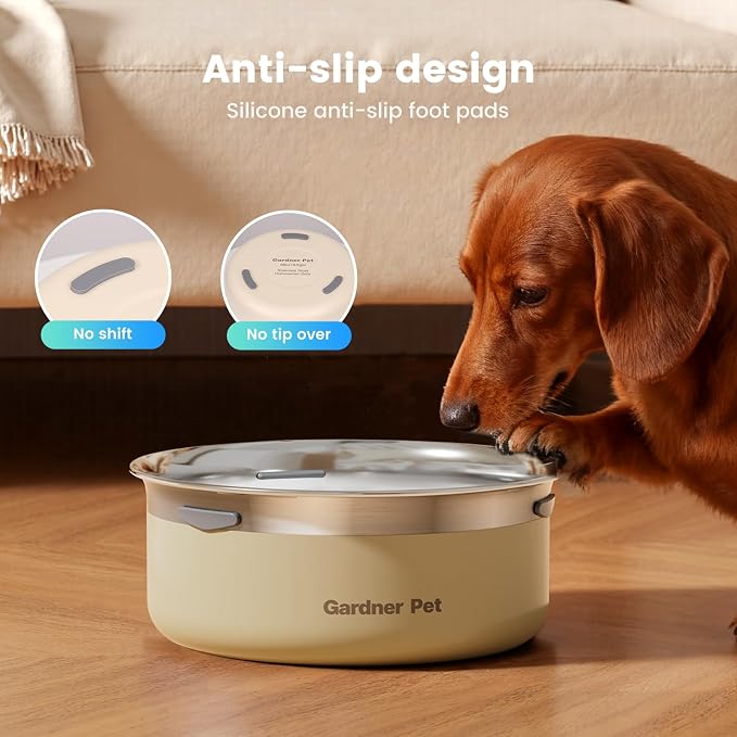 Gardner Pet Slow Water Bowl for Dogs – No Spill, Anti-Splash Floating Plate Design, Slows Drinking to Reduce Mess, Keeps Water Clean & Floors Dry, 2L