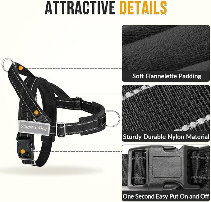 Lukovee No Pull Dog Harness and Leash Set - Adjustable Soft Padded Vest with Front Clip for Easy Control, Reflective Durable Harness for Safe Daily Training Walking for Medium Large Dogs (XL, Black)