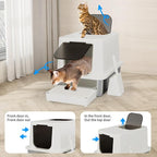 RIZZARI Stainless Steel Cat Litter Box: Dual Access, Hidden Pan, Easy Clean | Dual Front-Top Entry / Stainless Anti-Odor / Litter-Catch Pedal / Splash Guard Shield / Tool-Free Assembly / Compact Corner