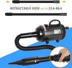 Dog Dryer for Large Dogs 5.2HP 3800W High Velocity Pet Hair Dryers | with Heater for Grooming, Spind Temperature Adjustable Pet Dryer Machine with 4 Nozzles (Black)