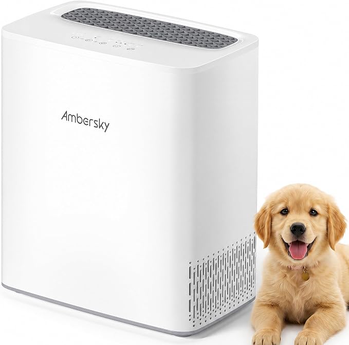 Ambersky Air Purifier for Home, True HEPA Filter Cover Up to 2000sq.ft | Real-Time Air Quality Sensor, Auto Mode & 23dB Sleep Mode, Pet Hair Dander Odor Smoke Dust Filter for Large Room