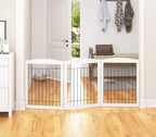 PAWLAND 72“ Extra Wide Dog gate for The House, Doorway, Stairs, Freestanding Foldable Wire Pet Gate, Pet Puppy Safety Fence, 30" Height (White, 3 Panels)