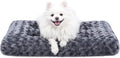 KSIIA Washable Dog Bed Deluxe Plush Dog Crate Beds Comfy Kennel Pad Anti-Slip Pet Sleeping Mat for Large, Jumbo, Medium, Small Dogs Breeds, 29" x 21", Dark Grey