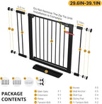 InnoTruth 29.6-39.1 in Wide Baby Gate for Stairs and Doorways, Black | Indoor Metal Dog Gate for Pets, Auto Close 2 Way Swing Walk Through Door, Double Lock & Y-Bolts, Pressure or Hardware Mount