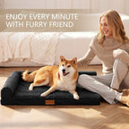 Patas Lague Orthopedic Large Dog Bed Pet Sofa Beds 36''X24'' Black | L Bolster Egg-Crate Foam Dog Couch For Large Sized Dogs, Waterproof Removable Washable Cover, Pet Mat with Nonskid Bottom