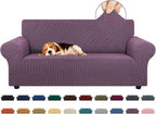 Stretch Loveseat Couch Cover, 2 Cushion Couch Slipcover,Dark Purple | 1-Piece Washable Sofa Cover Pet Friendly (55"-78") Furniture Protector Soft Jacquard, Elastic Bottom for Dogs & Kids