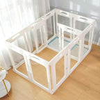 Clear Dog Playpen Extension Panel Set with 1 Door & 1 Side Panel, Height 30 inch, White