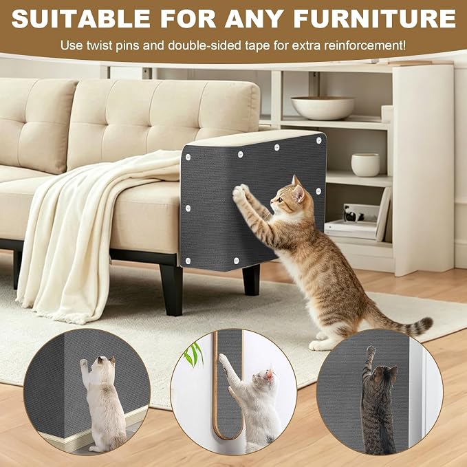 78.7"x15.8" Cat Scratching Mat Self Adhesive Furniture Protector Trim Fit | Stop Cat Scratching Furniture With Thick Felt Protector, Strong Adhesive, Easy Trim, Protects Couch Sofa Wall Instantly