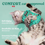rabbitgoo Cat Harness and Leash Set, Escape Proof Vest, Cherry Grove | Soft Breathable Mesh, Easy Adjustable Fit, Snap Buckles, Sturdy Clip, Reflective Strips, for Kittens & Small Cats Walks, Xxs