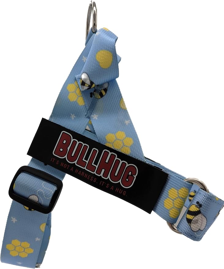 BULLHUG Adjustable Dog Harness– No Pull, No Choke – for English Bulldogs, French Bulldogs, Pugs & Broad-Chested Breeds – Easy, Safe Walks (Bumble BEE, XL)