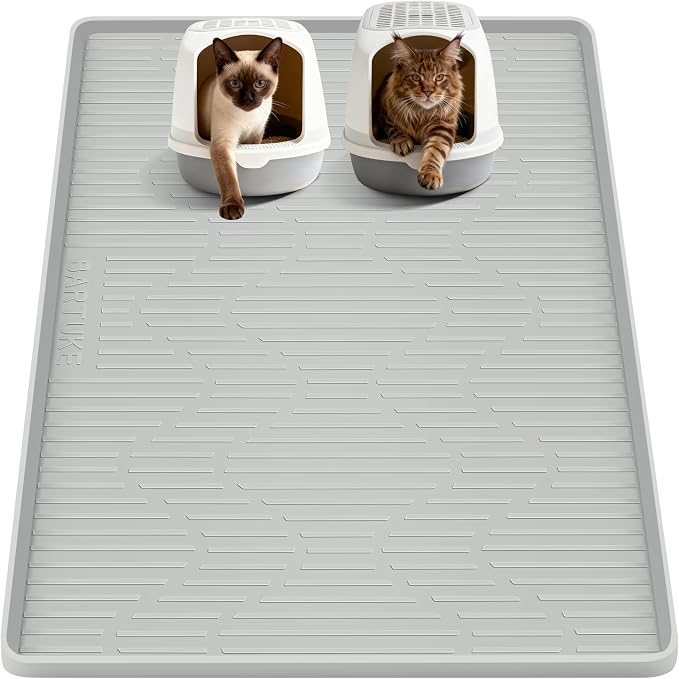 Silicone Cat Litter Box Mat 55"x 38" Extra Large Cat Rubber Mat | Cat Mat for Litter Box, Non-Slip, Waterproof Cat Litter Trapping Mat with Raised Edge, Kitty Litter Mat for Floor, Easy Clean