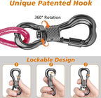 XiaZ Dog Tie Out Cable, Heavy Duty Dog Chains for Outside with Lockable Hook, Pet Runner Cable Leads for Yard, Dogs Line Tether for Small Medium Dogs Up to 250 LBS (15FT, Pink)
