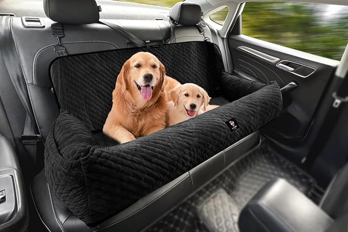 Dog Car Seat for Large Dogs Under 100 LBS,Dog Car Bed Washable Pet Travel,Super Soft Safe Removable Pet Booster Seat-Black