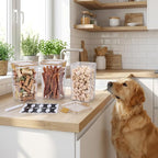 3Pack Pet Food Storage Containers, Airtight Dog Food Storage Container with Locking Clips, Dog Treat Container with a Stickers & Pen for Customizing, for Pet,Bird Seeds,Dog & Cat Treats(Golden)