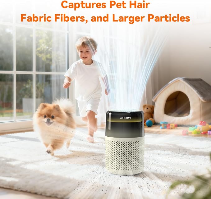 AIRROMI HEPA Air Purifier for Bedroom&Home,Pet Air Purifier for Home Pets,Removes Pet Odor,Cat Litter Smell,Dust,Smoke&Allergies,Quiet Room Air Purifier with Scents,360°Air Cleaner,A2005 Pink