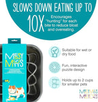 Messy Mutts Square Slow Feeder, 8 Inch, 2 Cup, Cool Grey | 8 x 8 Inch Square Silicone Puzzle Slow Feeder For Dogs And Cats, Holds 2 Cups, Dishwasher Safe