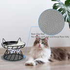 Elevated Cat Food Dish, Ceramic, Non-Slip Stand, Raised Feeding Station, 5 in, Shallow for Whiskers, Dishwasher Safe | Easy-clean Wide shallow dish for whisker comfort Non-slip