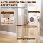 Mumeasy 36" Extra Tall Dog Gate,29.7"-40.5" Baby Gate for Stairs & Doorways | Pressure Mounted Toddler & Pet Safety Gate, Double Lock, Auto Close Walk Thru Door for Kitchen, House, Indoor, Outdoor, White
